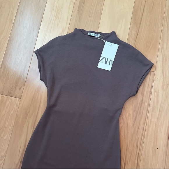 NWT Zara bodycon brown maxi dress - Picture 2 of 3